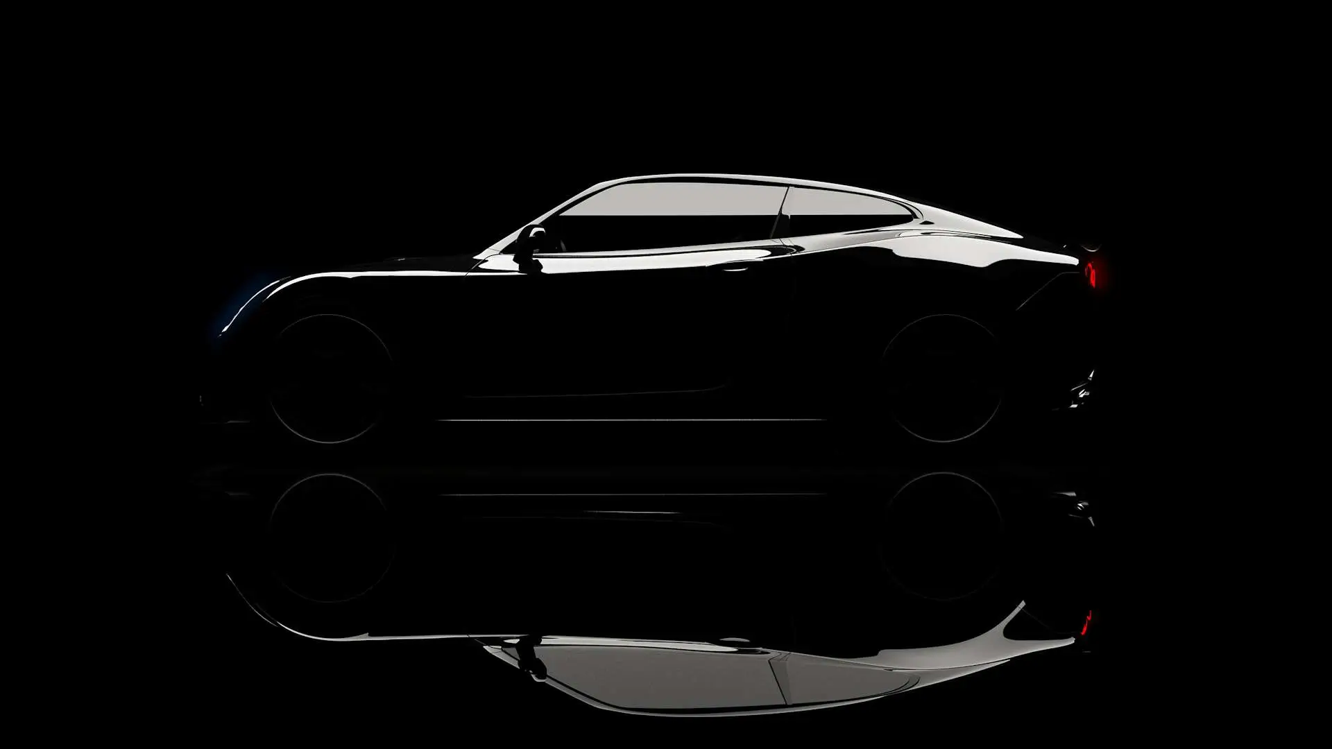 silhouette of black sports car on black