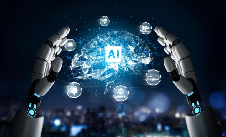 Futuristic robot artificial intelligence concept